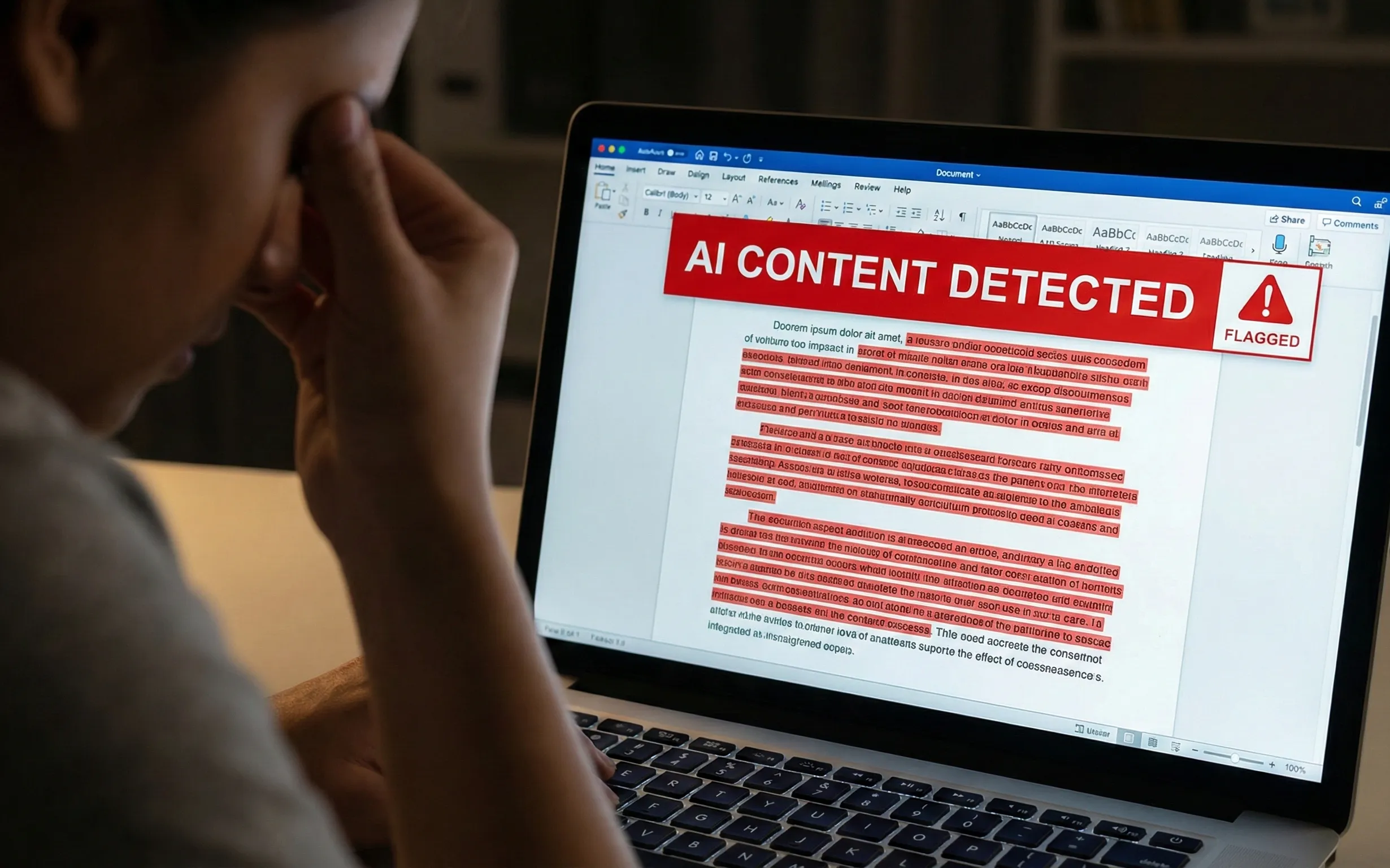 Illustration of a student facing false AI cheating accusations in a school setting