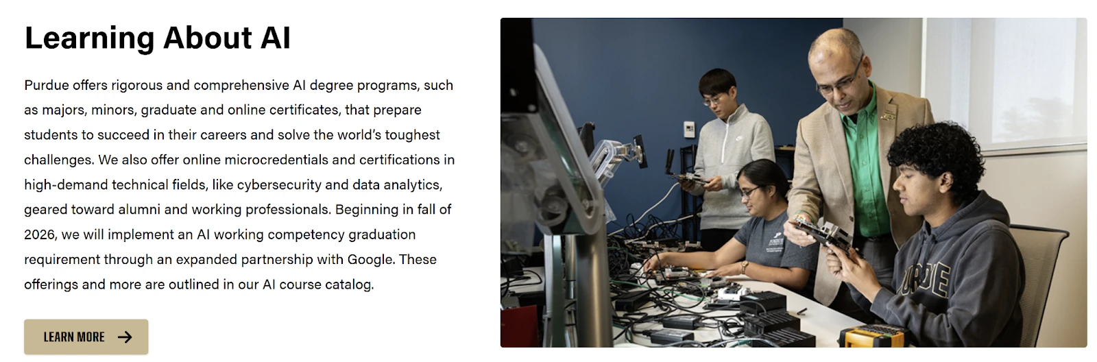 Purdue AI working competency requirement details from the official Purdue AI website