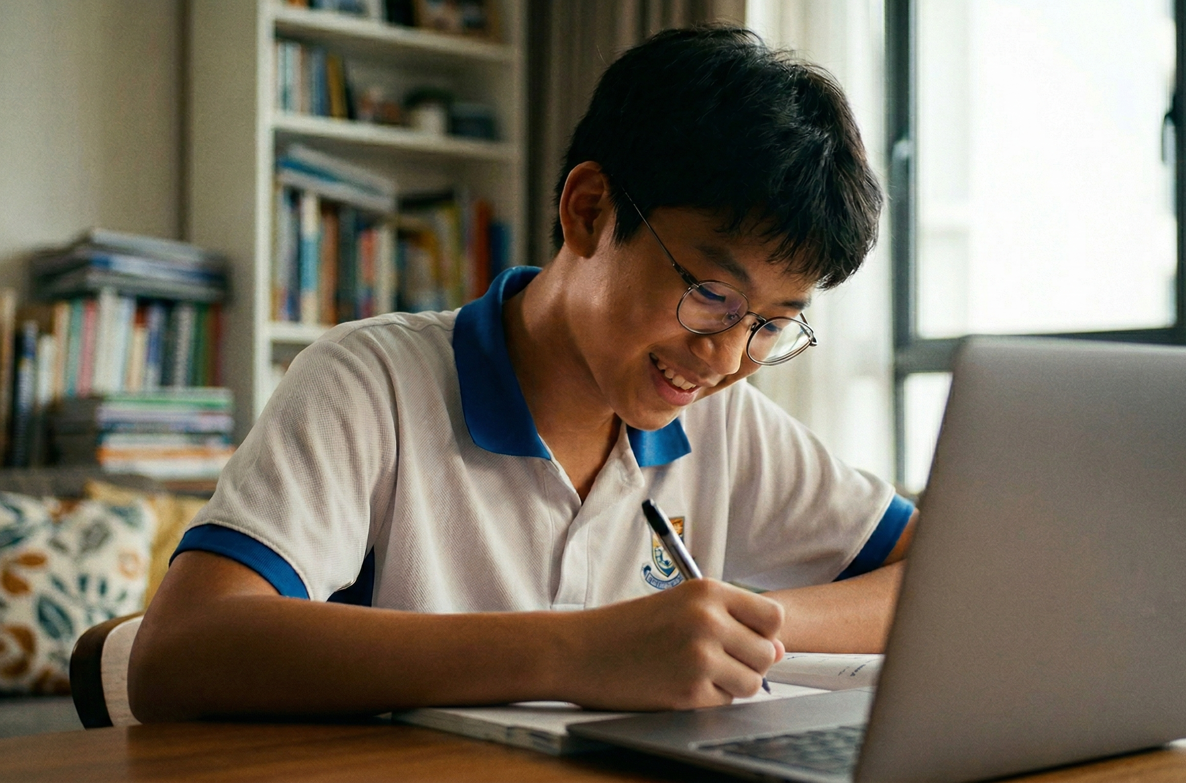 Student studying at home